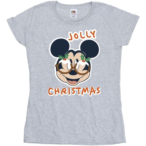 Abbigliamento Donna T-shirts a maniche lunghe Disney Mickey Mouse Jolly Christmas Glasses Grigio