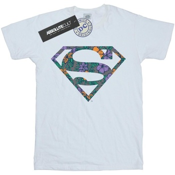 Abbigliamento Donna T-shirts a maniche lunghe Dc Comics Superman Floral Logo 1 Bianco