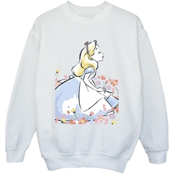 Abbigliamento Bambino Felpe Disney Alice In Wonderland Sketch Flowers Bianco