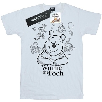 Abbigliamento Bambina T-shirts a maniche lunghe Disney Winnie The Pooh Collage Sketch Bianco