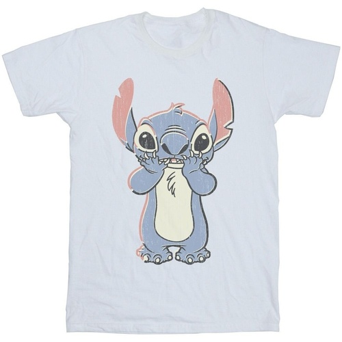 Abbigliamento Uomo T-shirts a maniche lunghe Disney Lilo And Stitch Big Print Bianco