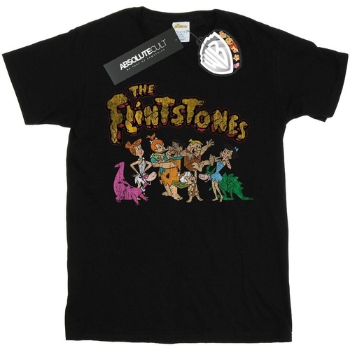 Abbigliamento Donna T-shirts a maniche lunghe The Flintstones Group Distressed Nero