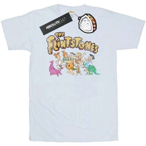 Abbigliamento Donna T-shirts a maniche lunghe The Flintstones Group Distressed Bianco