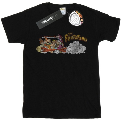Abbigliamento Donna T-shirts a maniche lunghe The Flintstones Family Car Distressed Nero