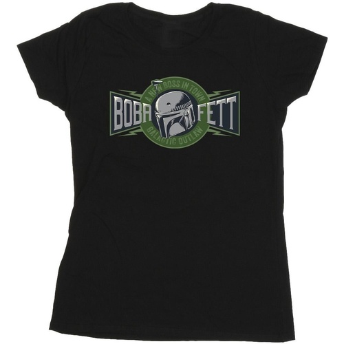 Abbigliamento Donna T-shirts a maniche lunghe Star Wars: The Book Of Boba Fett New Outlaw Boss Nero