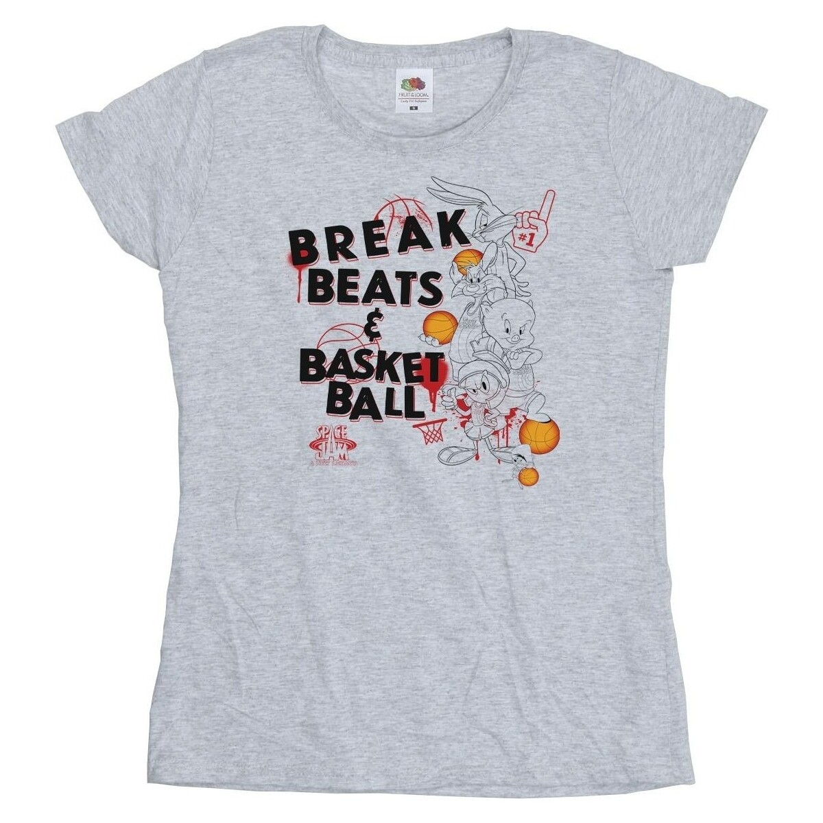 Abbigliamento Donna T-shirts a maniche lunghe Space Jam: A New Legacy Break Beats & Basketball Grigio
