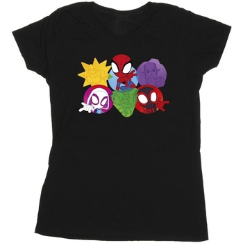 Abbigliamento Donna T-shirts a maniche lunghe Marvel Spidey And His Amazing Friends Faces Nero