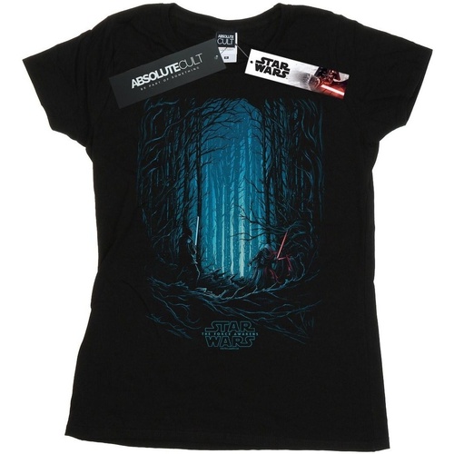 Abbigliamento Donna T-shirts a maniche lunghe Star Wars: The Force Awakens Kylo and Finn Art Poster Nero