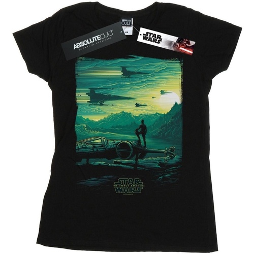 Abbigliamento Donna T-shirts a maniche lunghe Star Wars: The Force Awakens Poe Art Poster Nero
