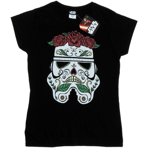 Abbigliamento Donna T-shirts a maniche lunghe Disney Stormtrooper Day Of The Dead Nero