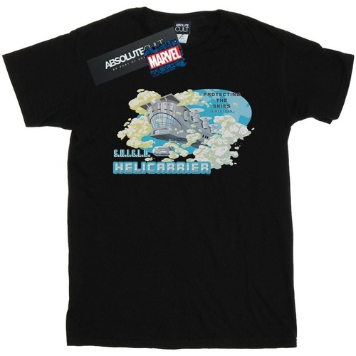 Abbigliamento Donna T-shirts a maniche lunghe Marvel S.H.I.E.L.D. Hellicarrier Protecting The Skies Nero