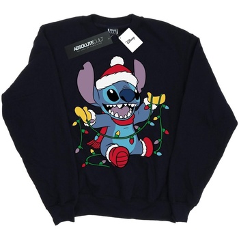 Abbigliamento Donna Felpe Disney Lilo And Stitch Christmas Lights Blu