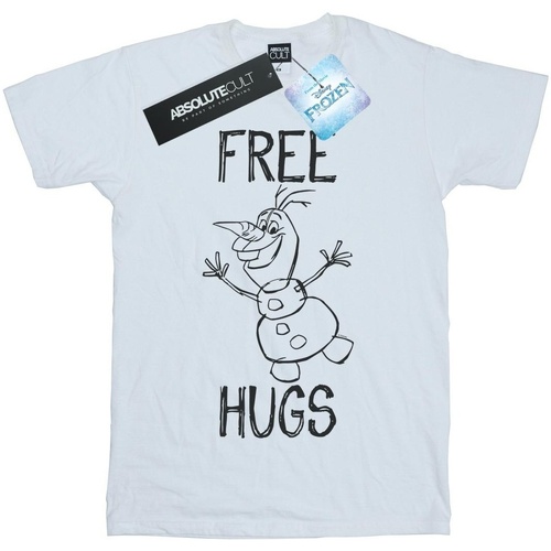 Abbigliamento Bambina T-shirts a maniche lunghe Disney Frozen Olaf Free Hugs Bianco