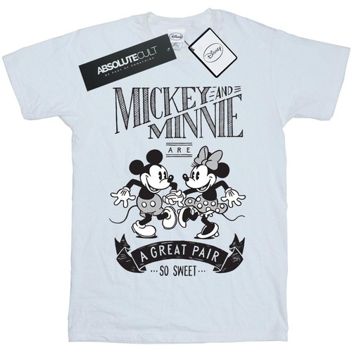 Abbigliamento Donna T-shirts a maniche lunghe Disney Mickey And Minnie Mouse Great Pair Bianco