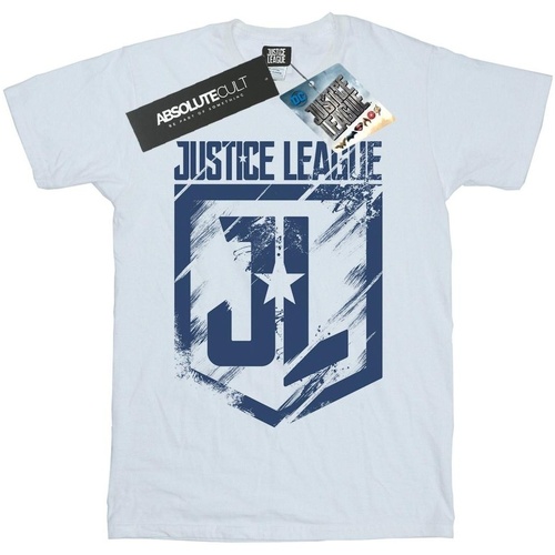 Abbigliamento Bambina T-shirts a maniche lunghe Dc Comics Justice League Movie Indigo Logo Bianco