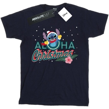 Abbigliamento Bambina T-shirts a maniche lunghe Disney Lilo And Stitch Aloha Christmas Blu
