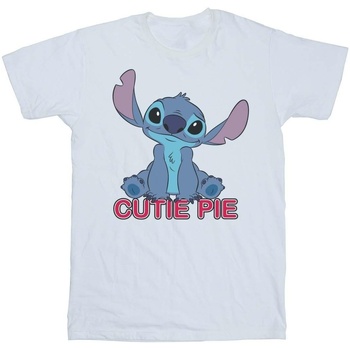 Abbigliamento Bambina T-shirts a maniche lunghe Disney Lilo And Stitch Stitch Cutie Pie Bianco