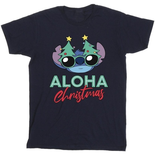 Abbigliamento Bambina T-shirts a maniche lunghe Disney Lilo And Stitch Christmas Tree Shades Blu