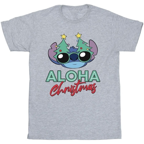 Abbigliamento Bambina T-shirts a maniche lunghe Disney Lilo And Stitch Christmas Tree Shades Grigio
