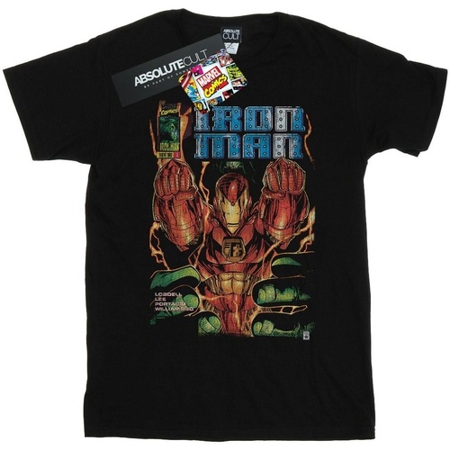 Abbigliamento Uomo T-shirts a maniche lunghe Marvel Iron Man Comic Book Cover Nero