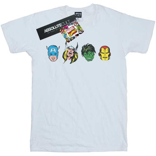 Abbigliamento Uomo T-shirts a maniche lunghe Marvel Avengers Comic Heads Bianco