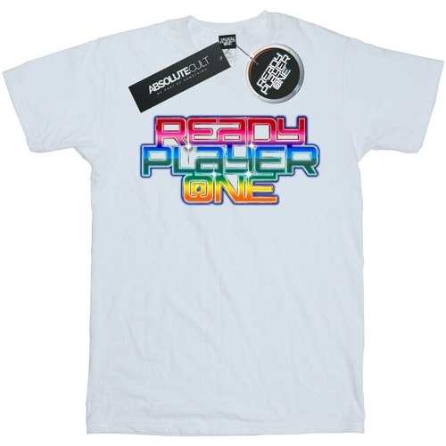 Abbigliamento Bambino T-shirt maniche corte Ready Player One Rainbow Logo Bianco