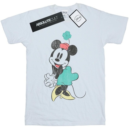 Abbigliamento Bambina T-shirts a maniche lunghe Disney Minnie Mouse Shamrock Hat Bianco