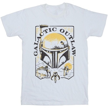 Abbigliamento Bambino T-shirt & Polo Star Wars: The Book Of Boba Fett Galactic Outlaw Distress Bianco