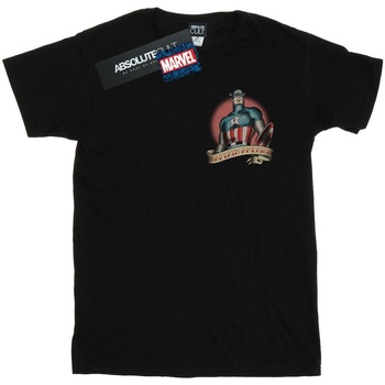 Abbigliamento Bambina T-shirts a maniche lunghe Marvel Captain America Tattoo Breast Print Nero