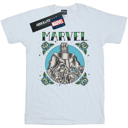 Abbigliamento Bambina T-shirts a maniche lunghe Marvel Avengers Group Tattoo Bianco