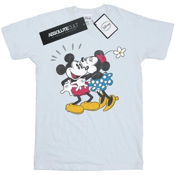 Abbigliamento Uomo T-shirts a maniche lunghe Disney Mickey Mouse Mickey And Minnie Kiss Bianco