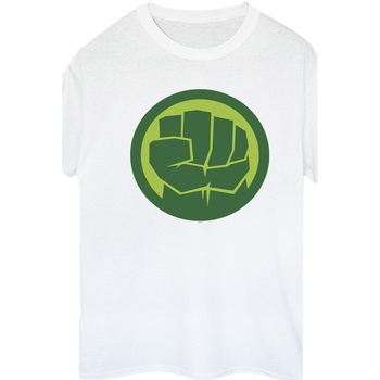 Abbigliamento Donna T-shirts a maniche lunghe Marvel Hulk Chest Logo Bianco