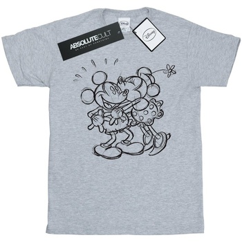 Abbigliamento Uomo T-shirts a maniche lunghe Disney Mickey And Minnie Mouse Kiss Sketch Grigio