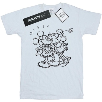 Abbigliamento Uomo T-shirts a maniche lunghe Disney Mickey And Minnie Mouse Kiss Sketch Bianco