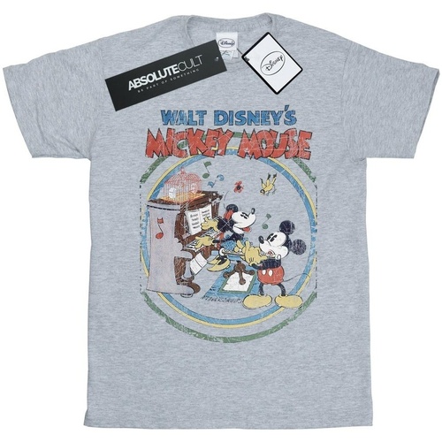 Abbigliamento Uomo T-shirts a maniche lunghe Disney Mickey Mouse Piano Grigio