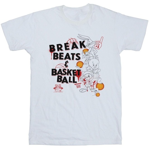 Abbigliamento Bambino T-shirt maniche corte Space Jam: A New Legacy Break Beats & Basketball Bianco