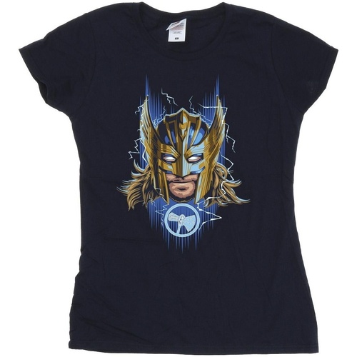 Abbigliamento Donna T-shirts a maniche lunghe Marvel Thor Love And Thunder Mask Blu