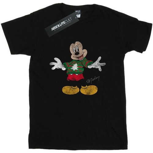 Abbigliamento Uomo T-shirts a maniche lunghe Disney Mickey Mouse Christmas Jumper Nero