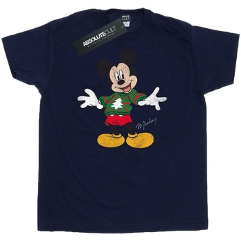 Abbigliamento Uomo T-shirts a maniche lunghe Disney Mickey Mouse Christmas Jumper Blu