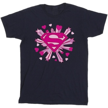 Abbigliamento Bambino T-shirt maniche corte Dc Comics Superman Pink Hearts And Stars Logo Blu