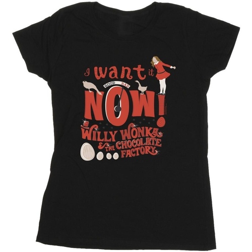 Abbigliamento Donna T-shirts a maniche lunghe Willy Wonka Verruca Salt I Want It Now Nero