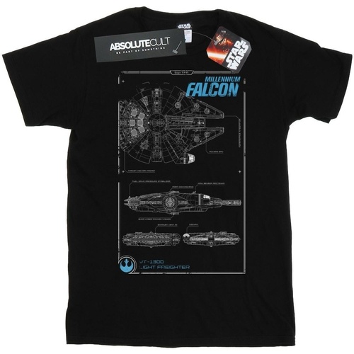 Abbigliamento Bambino T-shirt maniche corte Disney Force Awakens Millennium Falcon Manual Nero