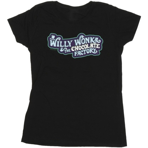 Abbigliamento Donna T-shirts a maniche lunghe Willy Wonka Chocolate Factory Logo Nero
