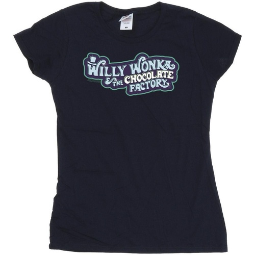 Abbigliamento Donna T-shirts a maniche lunghe Willy Wonka Chocolate Factory Logo Blu