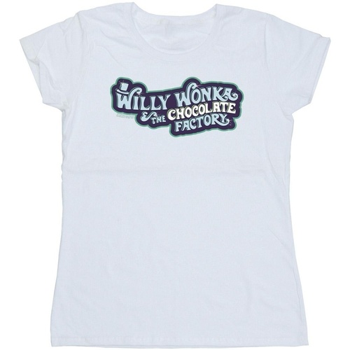 Abbigliamento Donna T-shirts a maniche lunghe Willy Wonka Chocolate Factory Logo Bianco