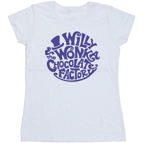 Abbigliamento Donna T-shirts a maniche lunghe Willy Wonka & The Chocolate Fact Typed Logo Bianco