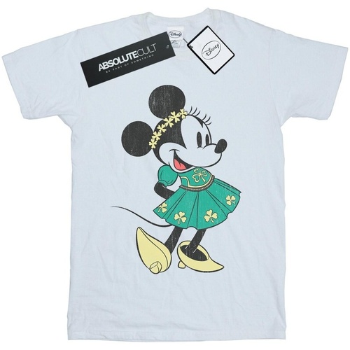 Abbigliamento Uomo T-shirts a maniche lunghe Disney Minnie Mouse St Patrick's Day Costume Bianco