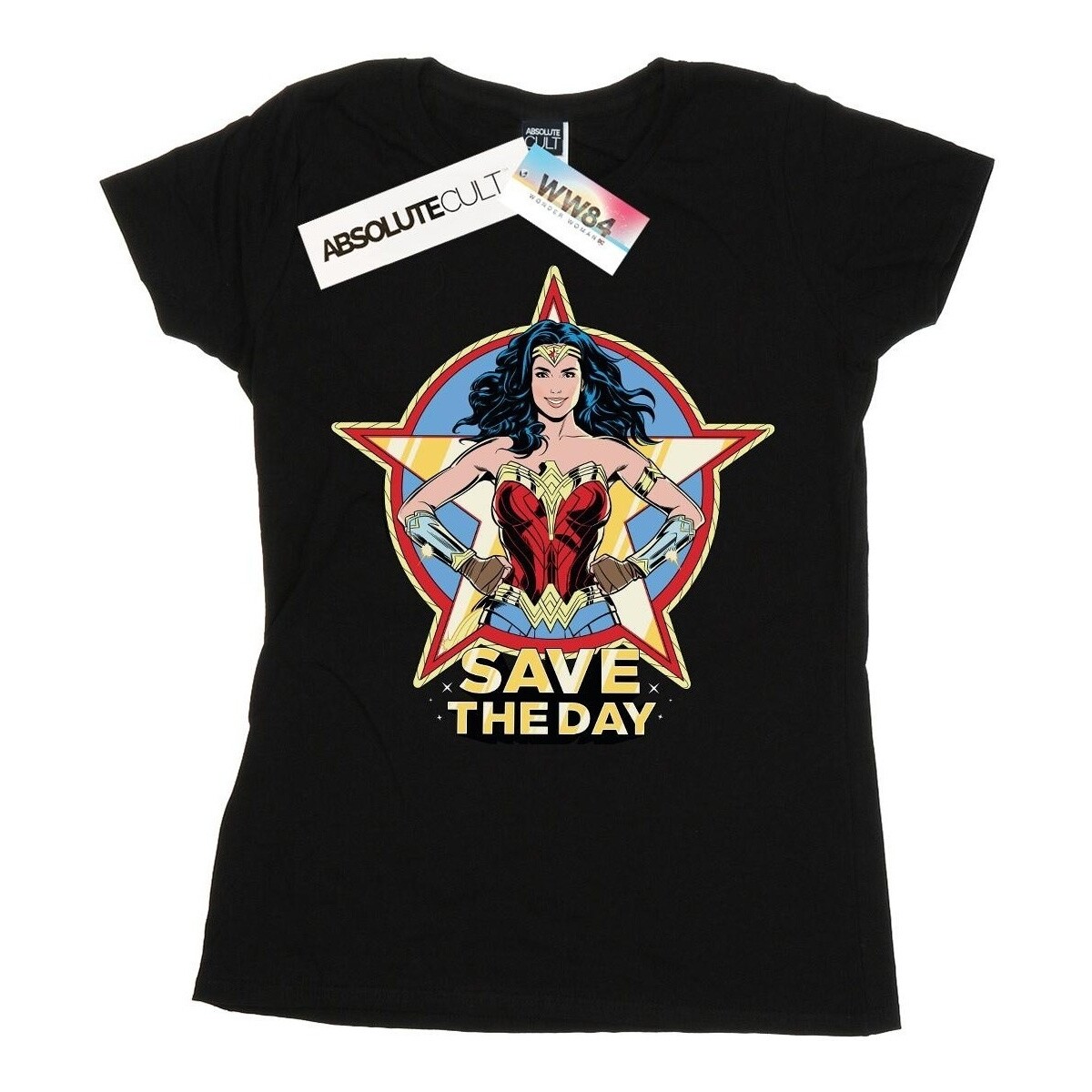 Abbigliamento Donna T-shirts a maniche lunghe Dc Comics Wonder Woman 84 Star Design Nero