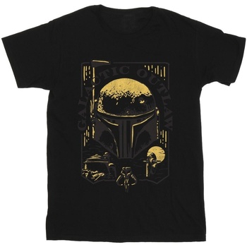 Abbigliamento Bambina T-shirts a maniche lunghe Star Wars: The Book Of Boba Fett Galactic Outlaw Distress Nero