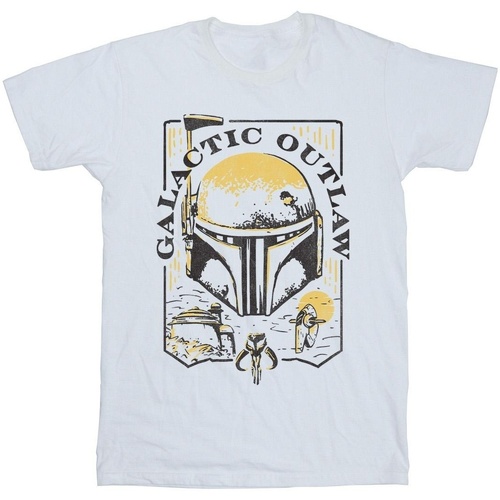 Abbigliamento Bambina T-shirts a maniche lunghe Star Wars: The Book Of Boba Fett Galactic Outlaw Distress Bianco